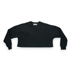 Paragon Women's‎ Lounge Crew Neck Raglan Cropped Sweatshirt Size Small Black